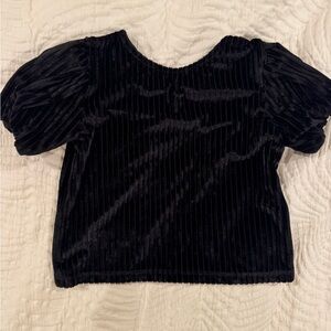 Kids Zara Black Velvet Ribbed Blouse 12-18 Months